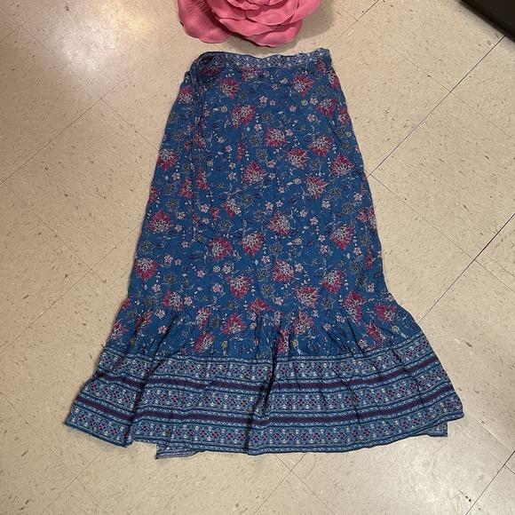 NWT BAND OF GYPSIES Womens Sz Medium Floral Ruffle Maxi‎ Wrap Skirt - Picture 6 of 8
